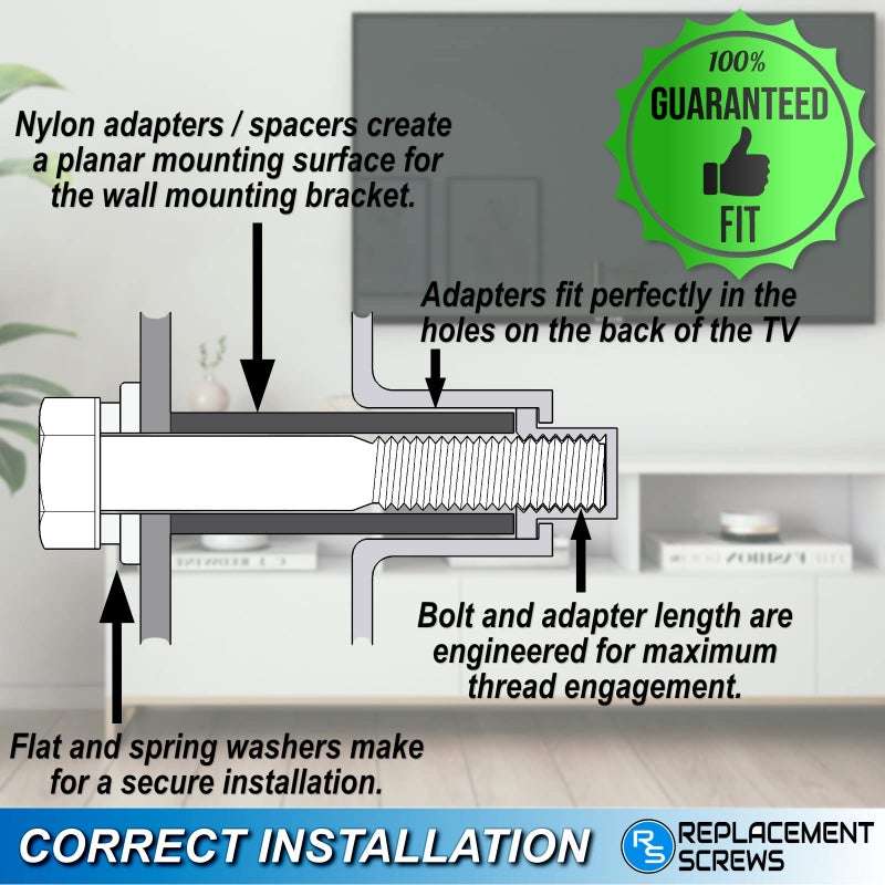 ReplacementScrews Wall Mount Screws Compatible with Samsung UN55NU7100 (UN55NU7100FXZA) - Image 2